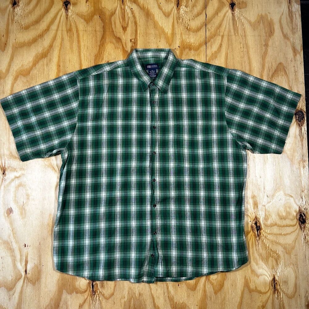 Faded Glory Canyon Green Plaid Button-Down Shirt - Size 3XL